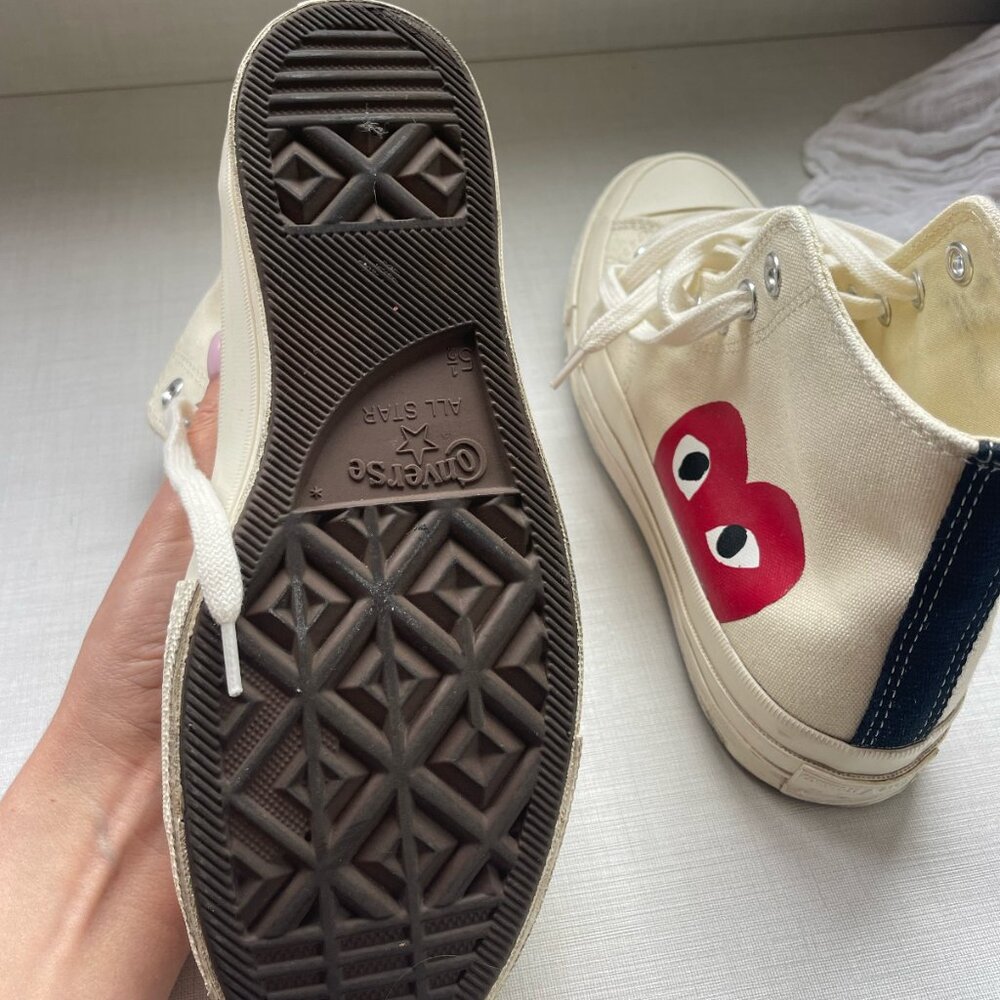 COMME DES GARCONS PLAY Converse High Top Canvas Sneakers- MENS 5 1/2 - WOMANS 7 - Picture 10 of 10